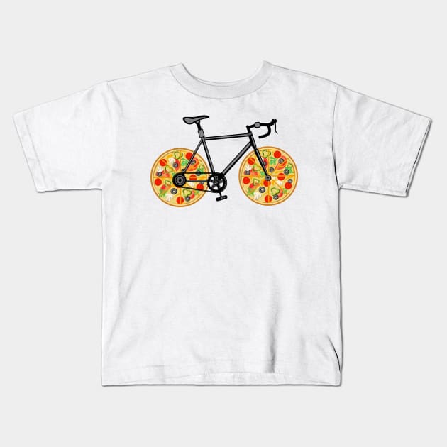 bicycle pizza wheels Kids T-Shirt by Mako Design 